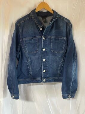 Lane Bryant Dark Blue Denim Jacket with Contrast Stitching
